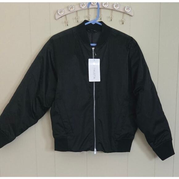 NEW Athleta Bomber Jacket Black NWT Size Medium/P - Picture 3 of 13